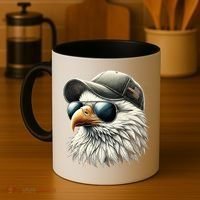  Great Gift Cool Face Eagle With Sunglasses Usa Bald Eagle Flying Bird Coffee Mug thumb 4