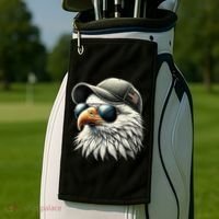  Great Gift Cool Face Eagle With Sunglasses Usa Bald Eagle Flying Bird Golf Towel thumb 2