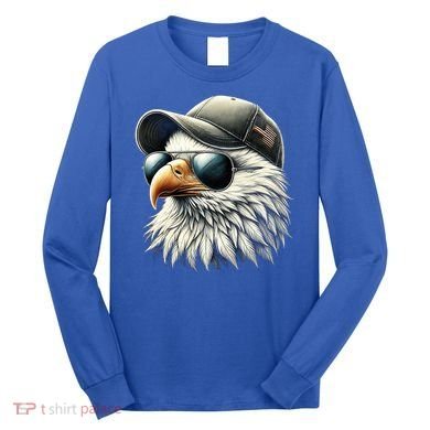  Great Gift Cool Face Eagle With Sunglasses Usa Bald Eagle Flying Bird Long Sleeve Shirt