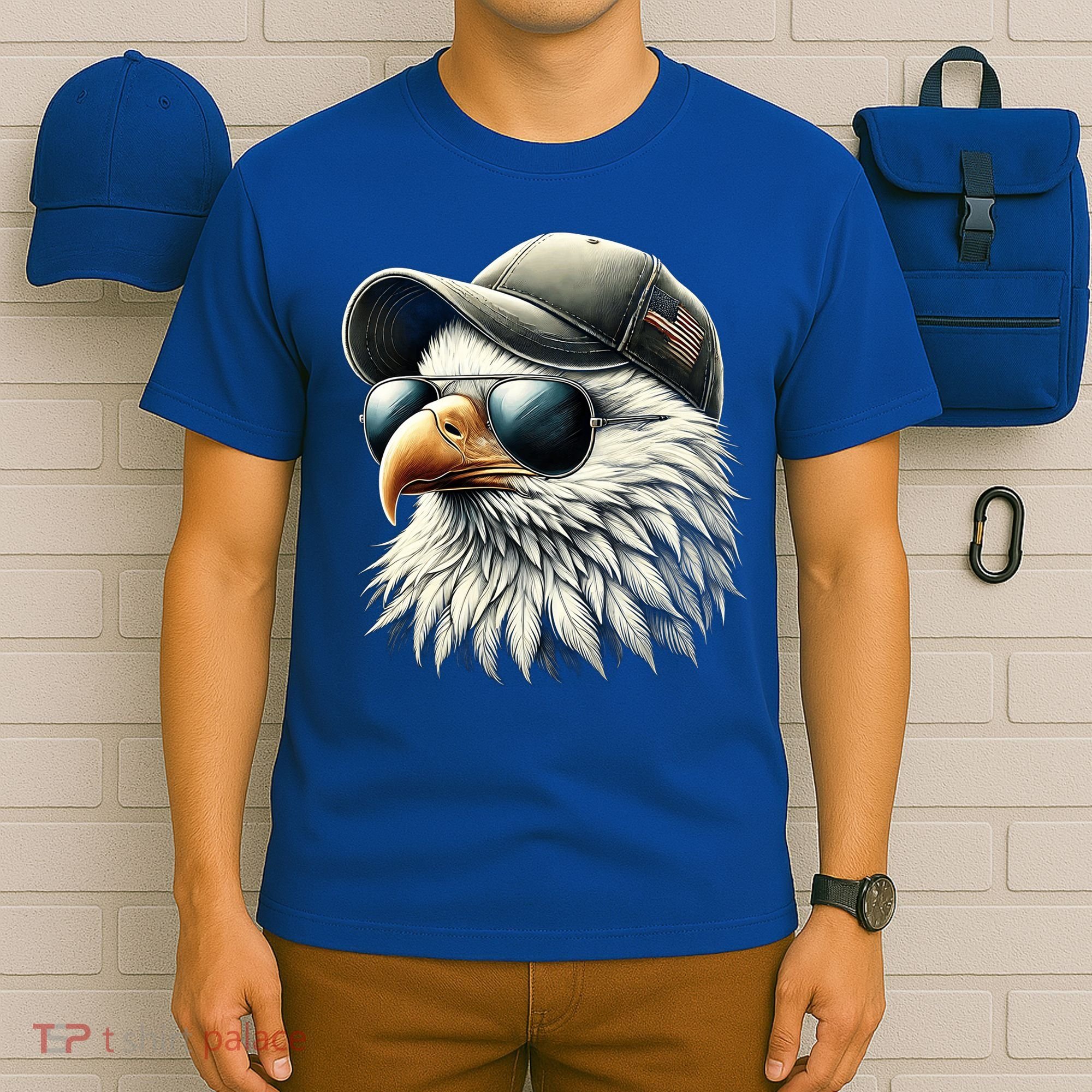  Great Gift Cool Face Eagle With Sunglasses Usa Bald Eagle Flying Bird T-Shirt