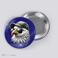  Great Gift Cool Face Eagle With Sunglasses Usa Bald Eagle Flying Bird Button thumb 0