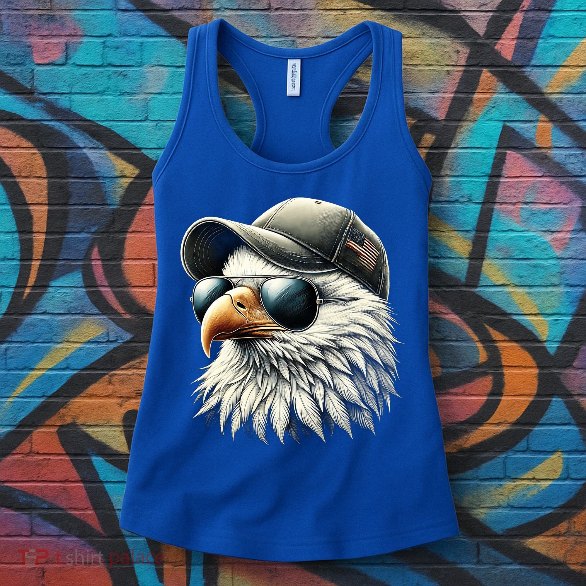  Great Gift Cool Face Eagle With Sunglasses Usa Bald Eagle Flying Bird Women's Tank Top