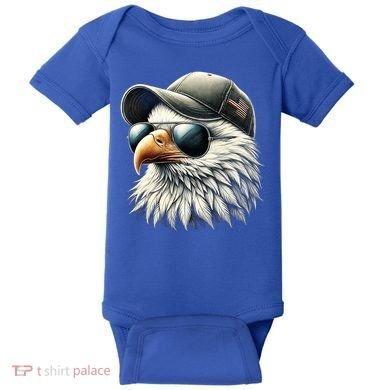  Great Gift Cool Face Eagle With Sunglasses Usa Bald Eagle Flying Bird Baby Bodysuit