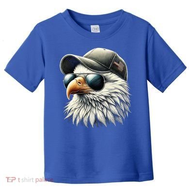  Great Gift Cool Face Eagle With Sunglasses Usa Bald Eagle Flying Bird Toddler T-Shirt