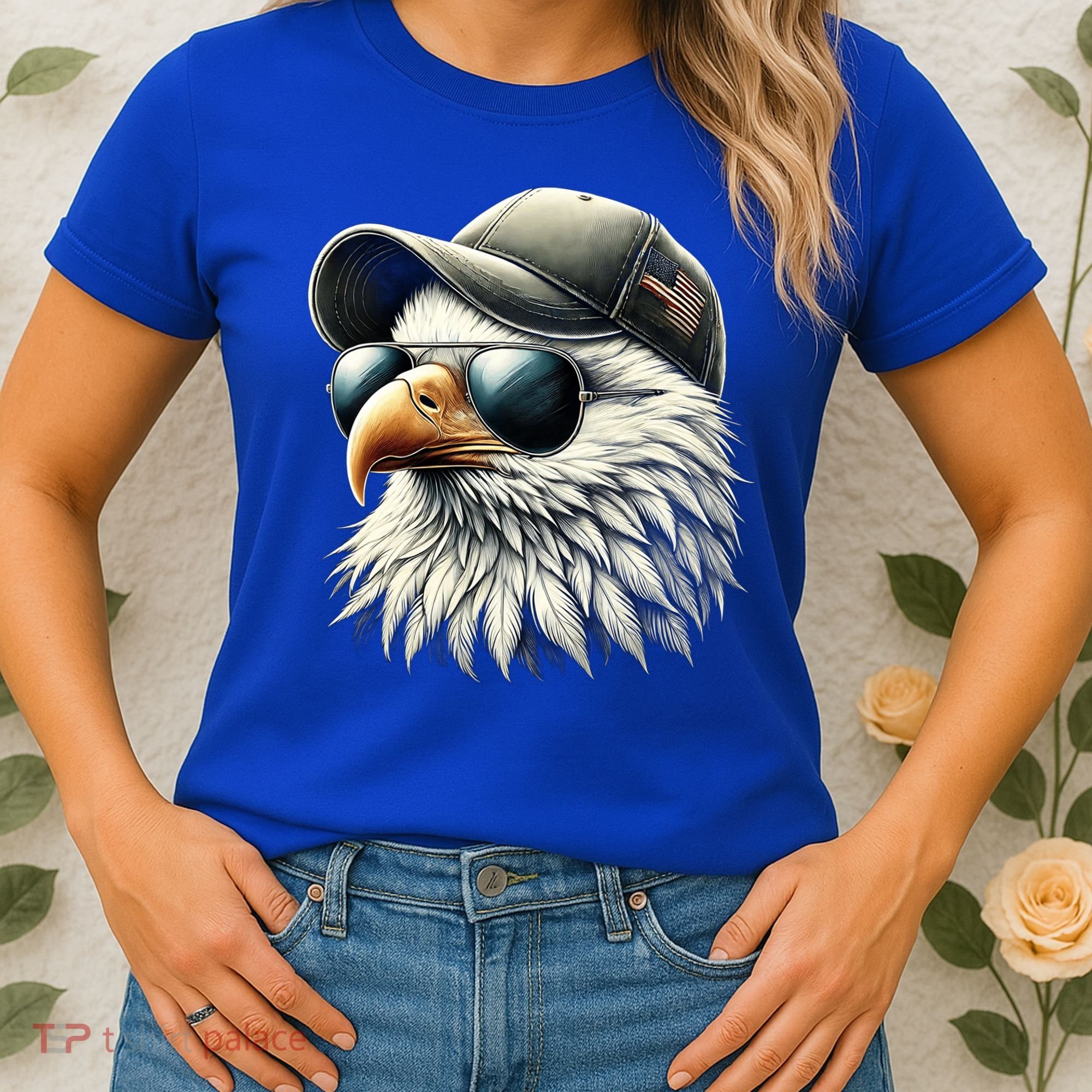 Great Gift Cool Face Eagle With Sunglasses Usa Bald Eagle Flying Bird Women's T-Shirt