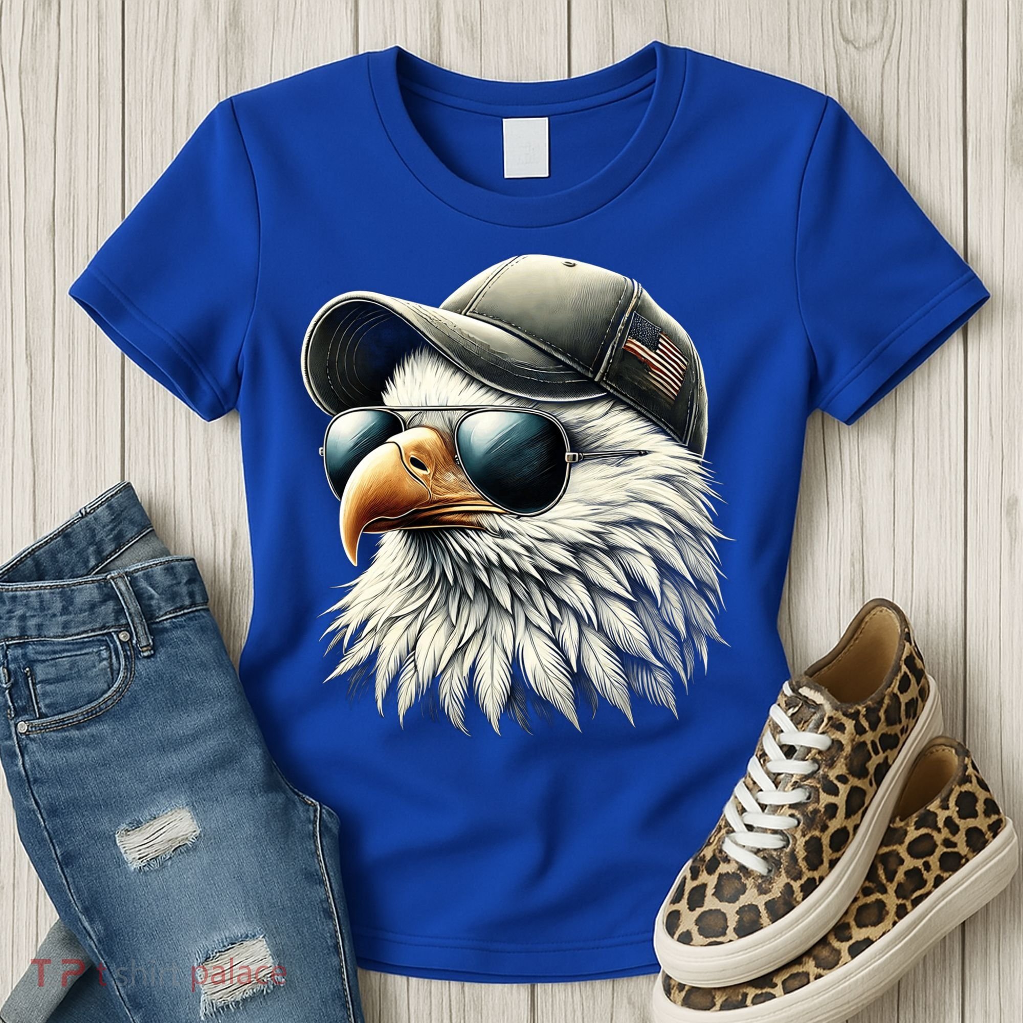  Great Gift Cool Face Eagle With Sunglasses Usa Bald Eagle Flying Bird Women's T-Shirt