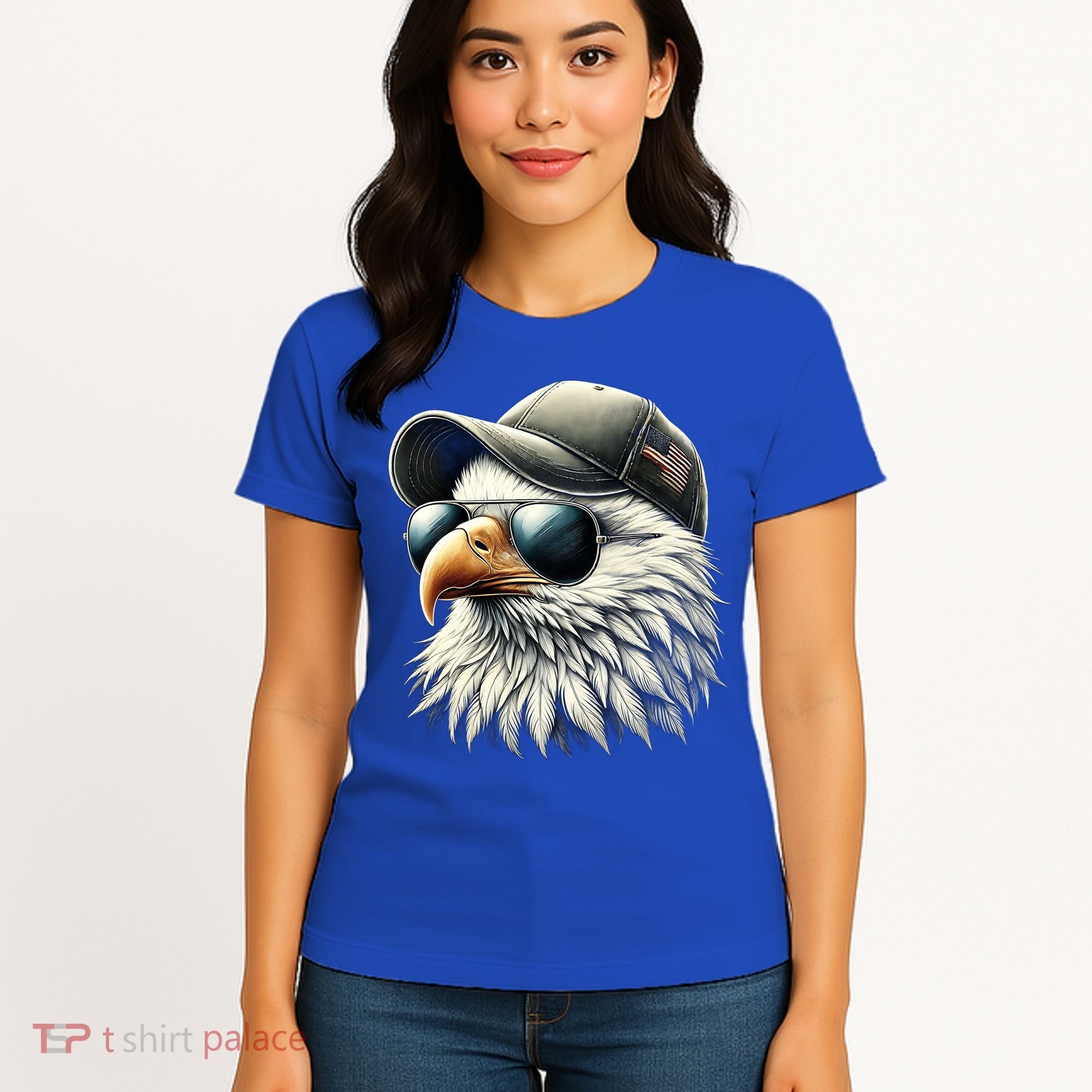  Great Gift Cool Face Eagle With Sunglasses Usa Bald Eagle Flying Bird Women's T-Shirt