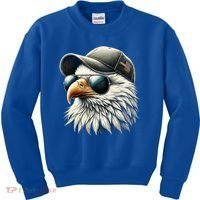 Great Gift Cool Face Eagle With Sunglasses Usa Bald Eagle Flying Bird Kids Sweatshirt thumb 0