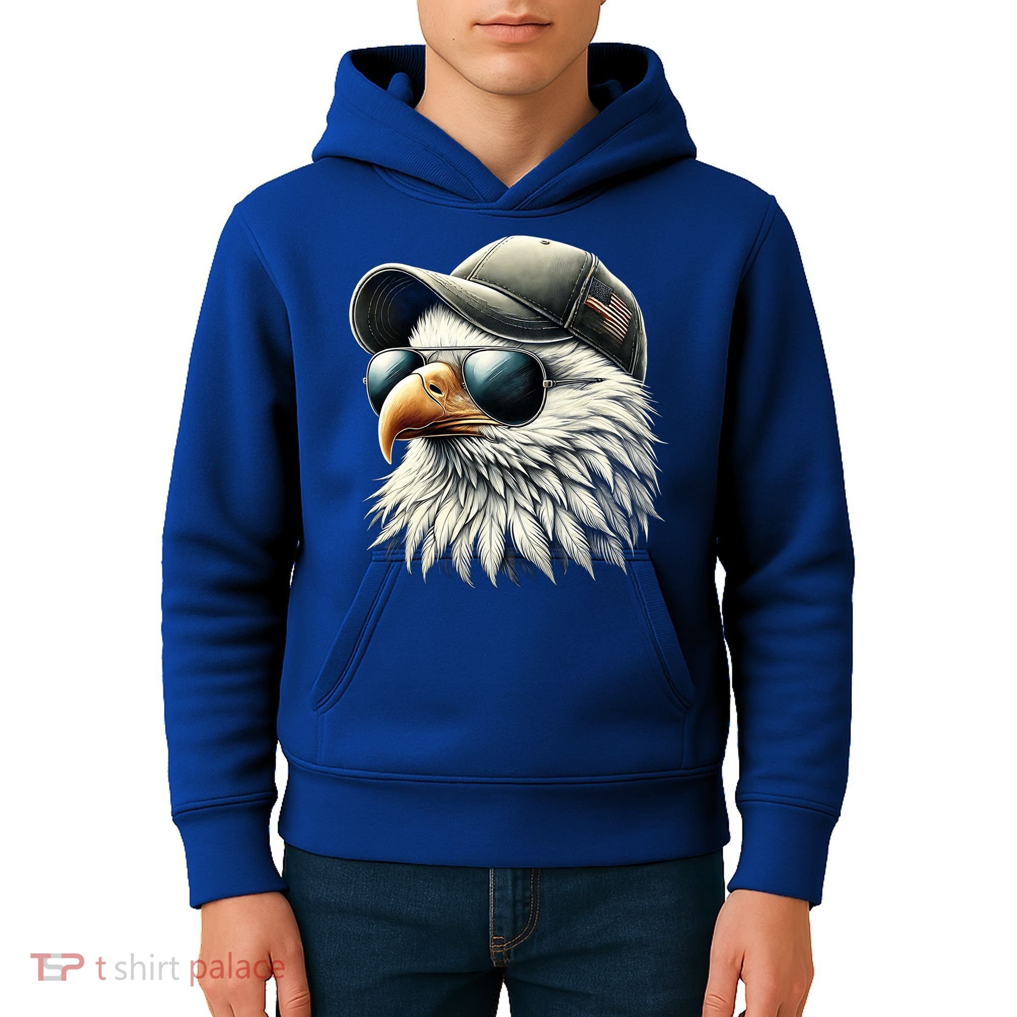  Great Gift Cool Face Eagle With Sunglasses Usa Bald Eagle Flying Bird Kids Hoodie