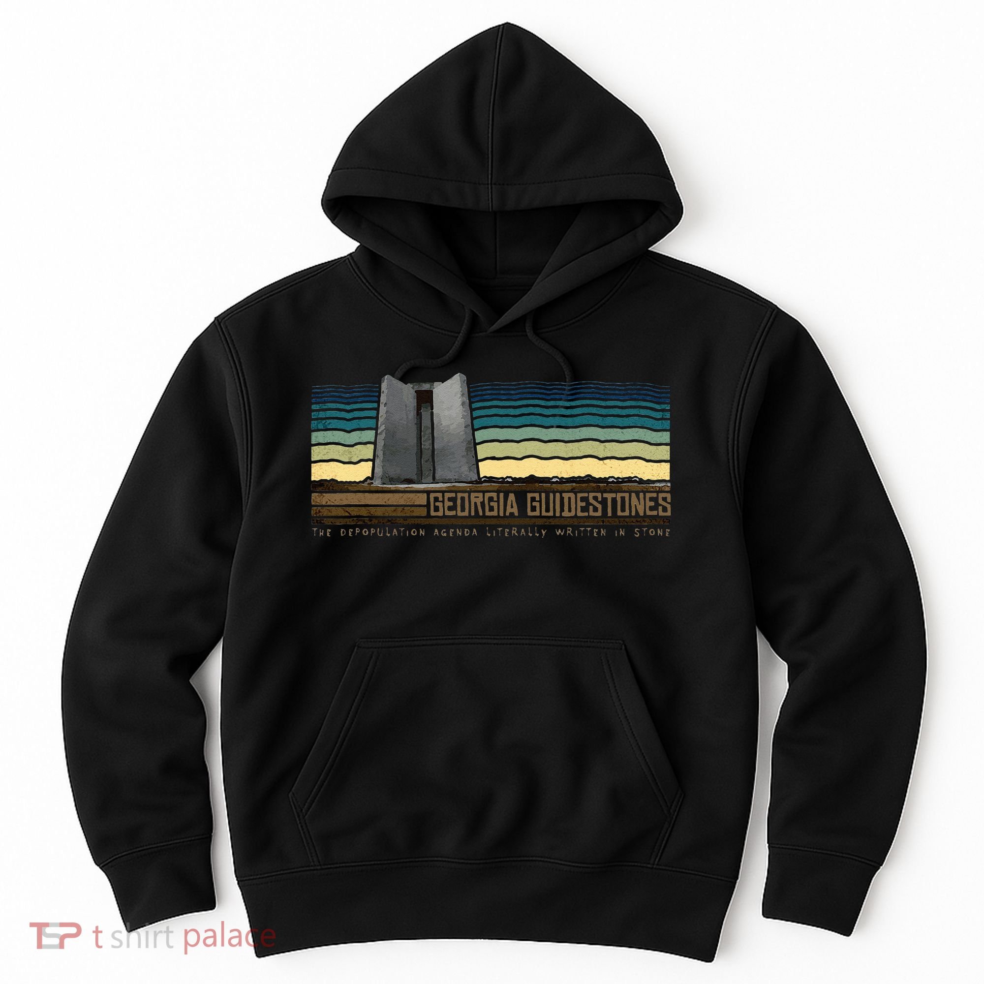 Georgia Guidestones Depopulation Written In Stone Retro Hoodie