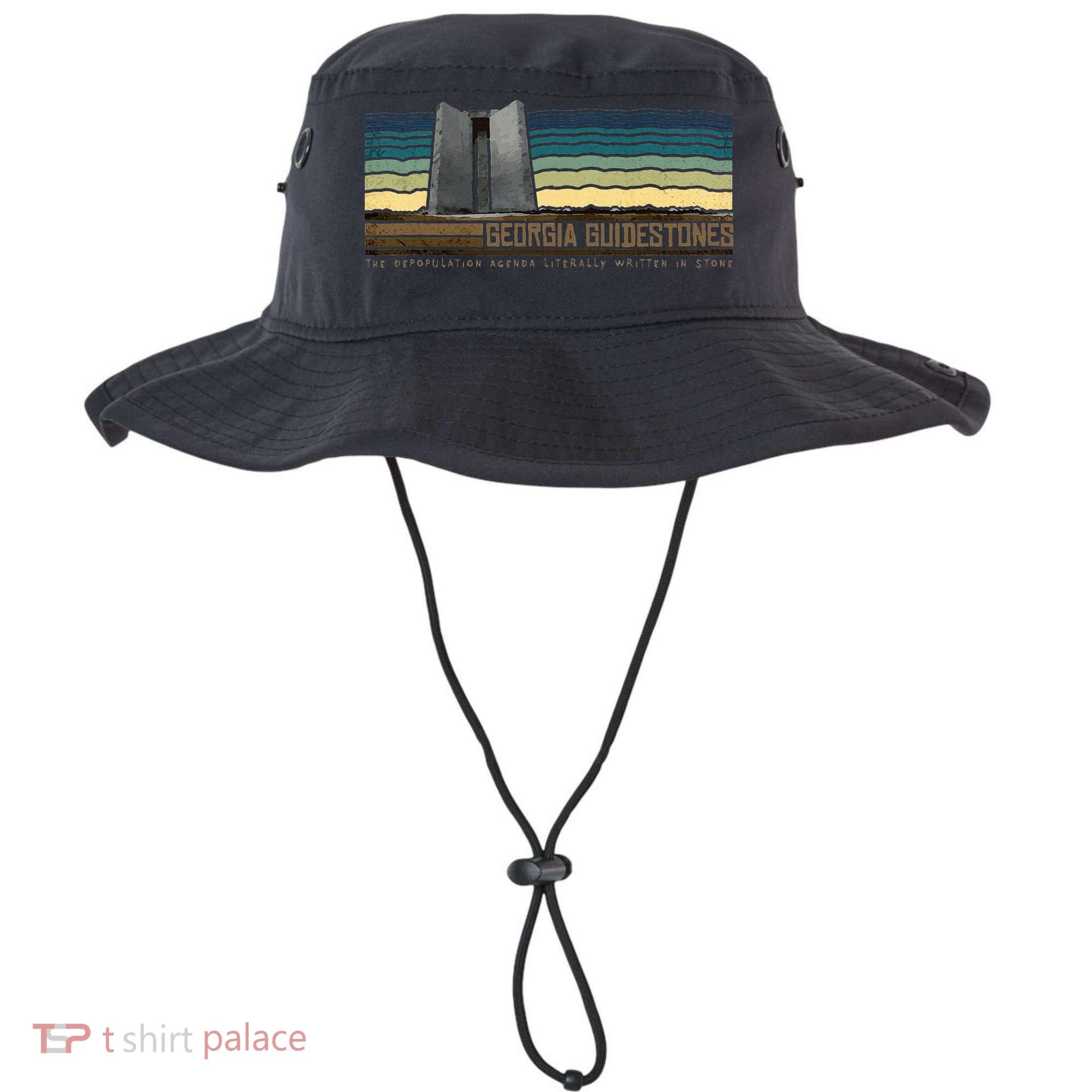 Georgia Guidestones Depopulation Written In Stone Retro Bucket Hat