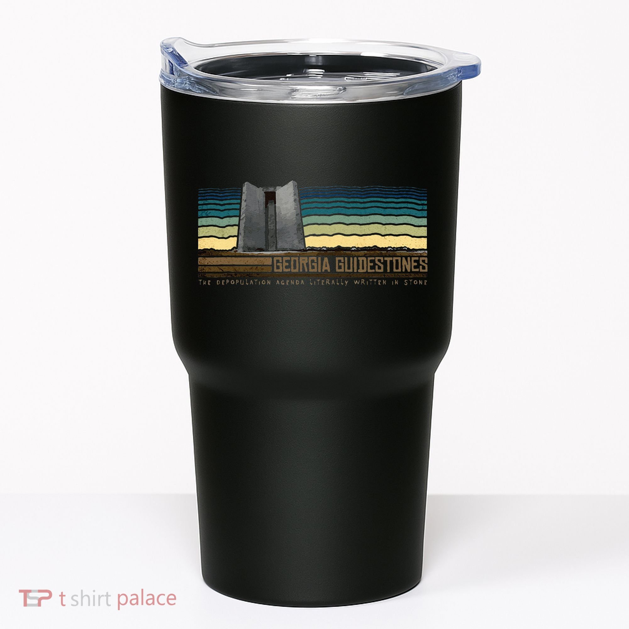 Georgia Guidestones Depopulation Written In Stone Retro Tumbler