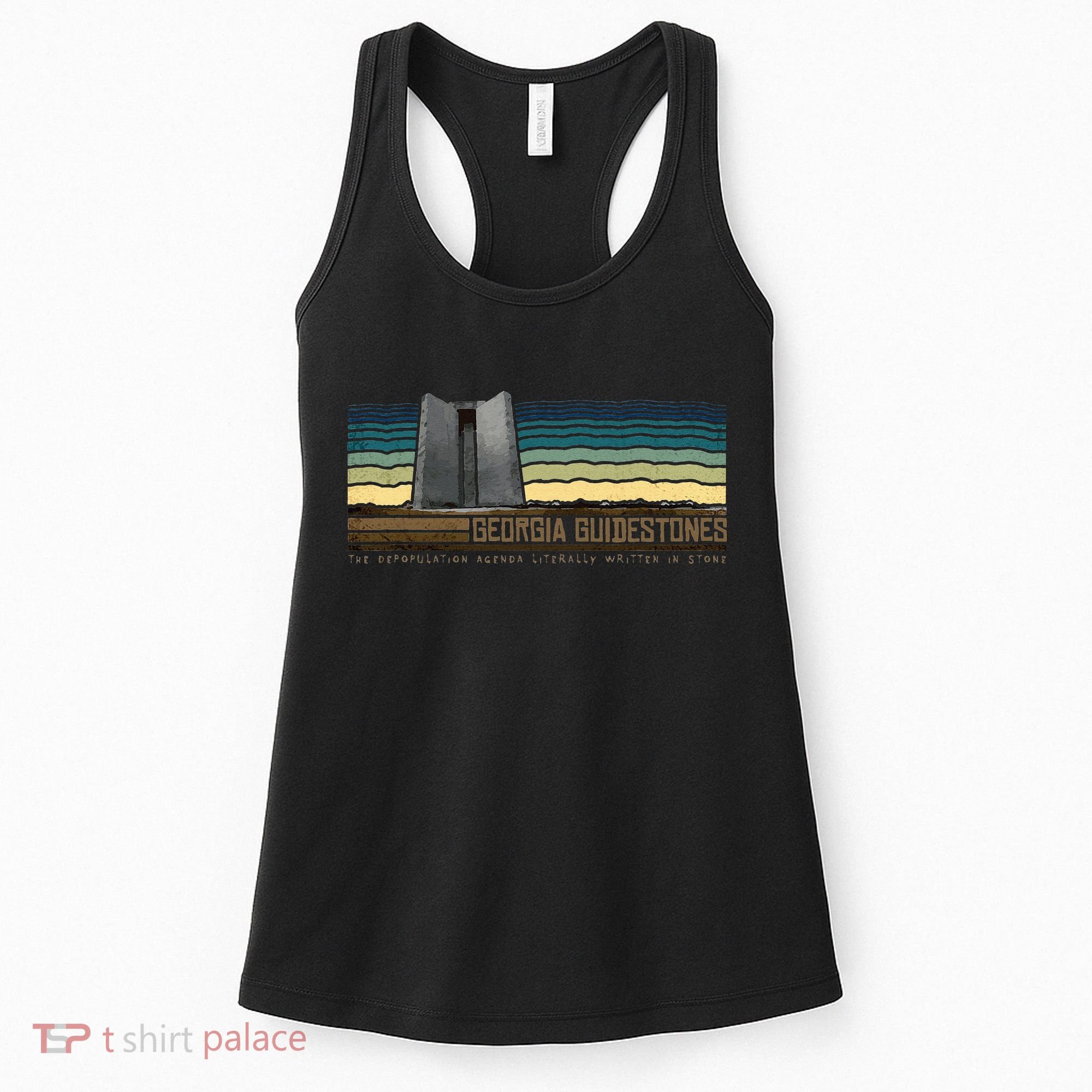 Georgia Guidestones Depopulation Written In Stone Retro Women's Tank Top