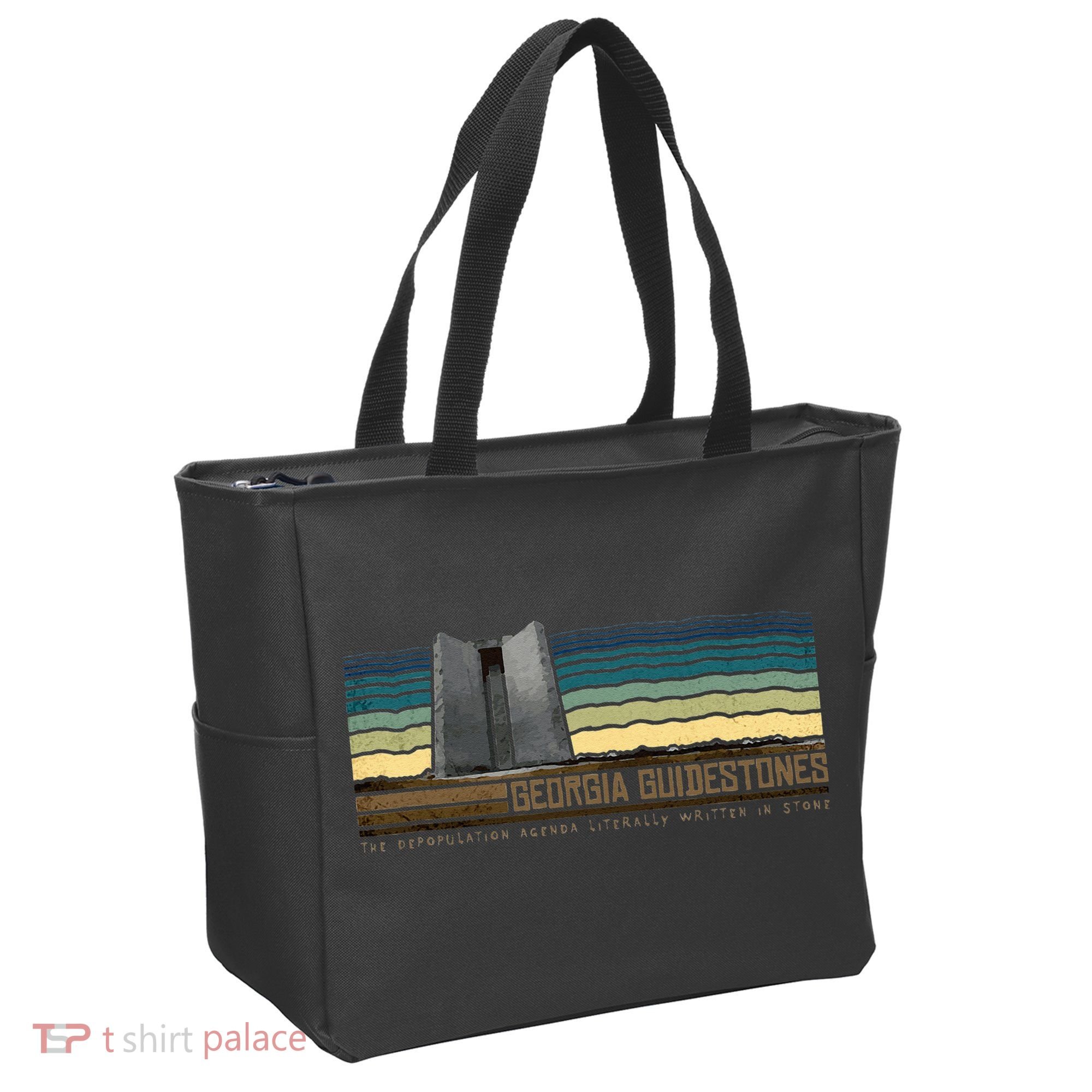 Georgia Guidestones Depopulation Written In Stone Retro Tote Bag