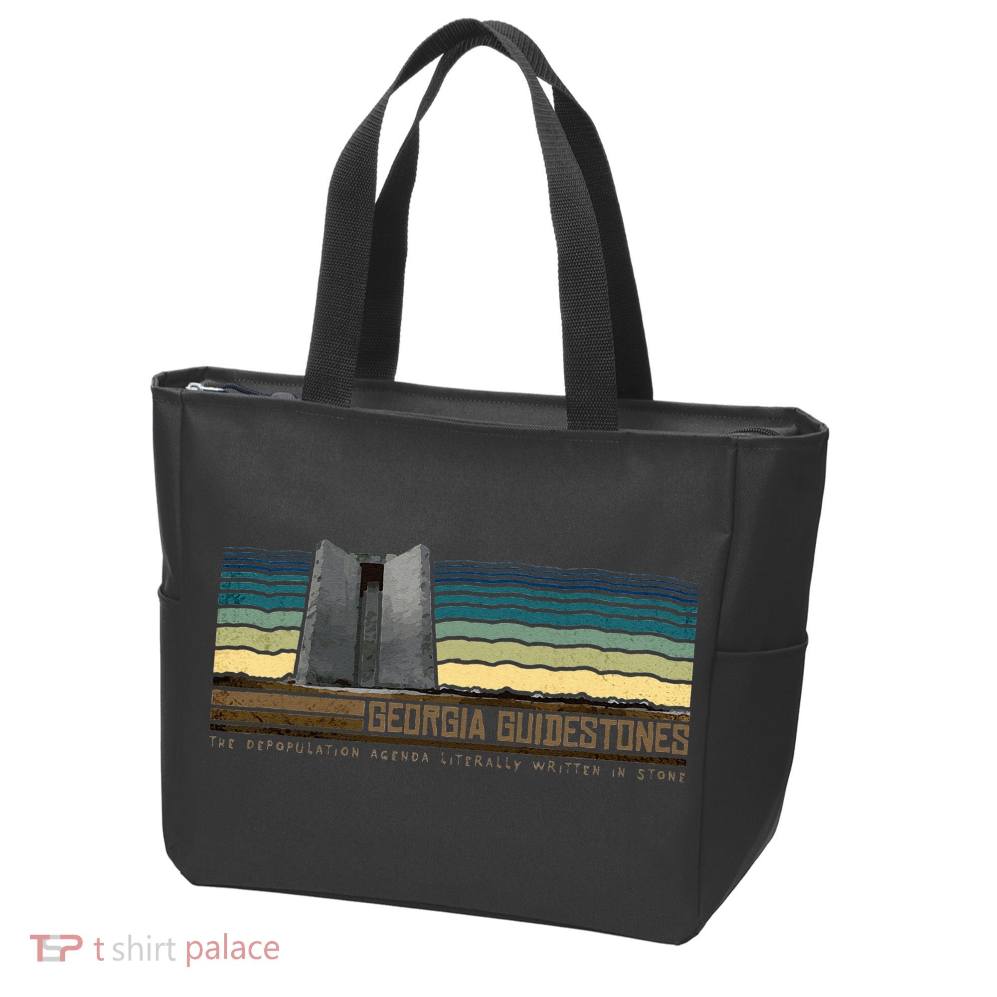 Georgia Guidestones Depopulation Written In Stone Retro Tote Bag