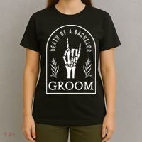 Gothic Groom Death Of A Bachelor Wedding Bachelor Party T-Shirt thumb 4