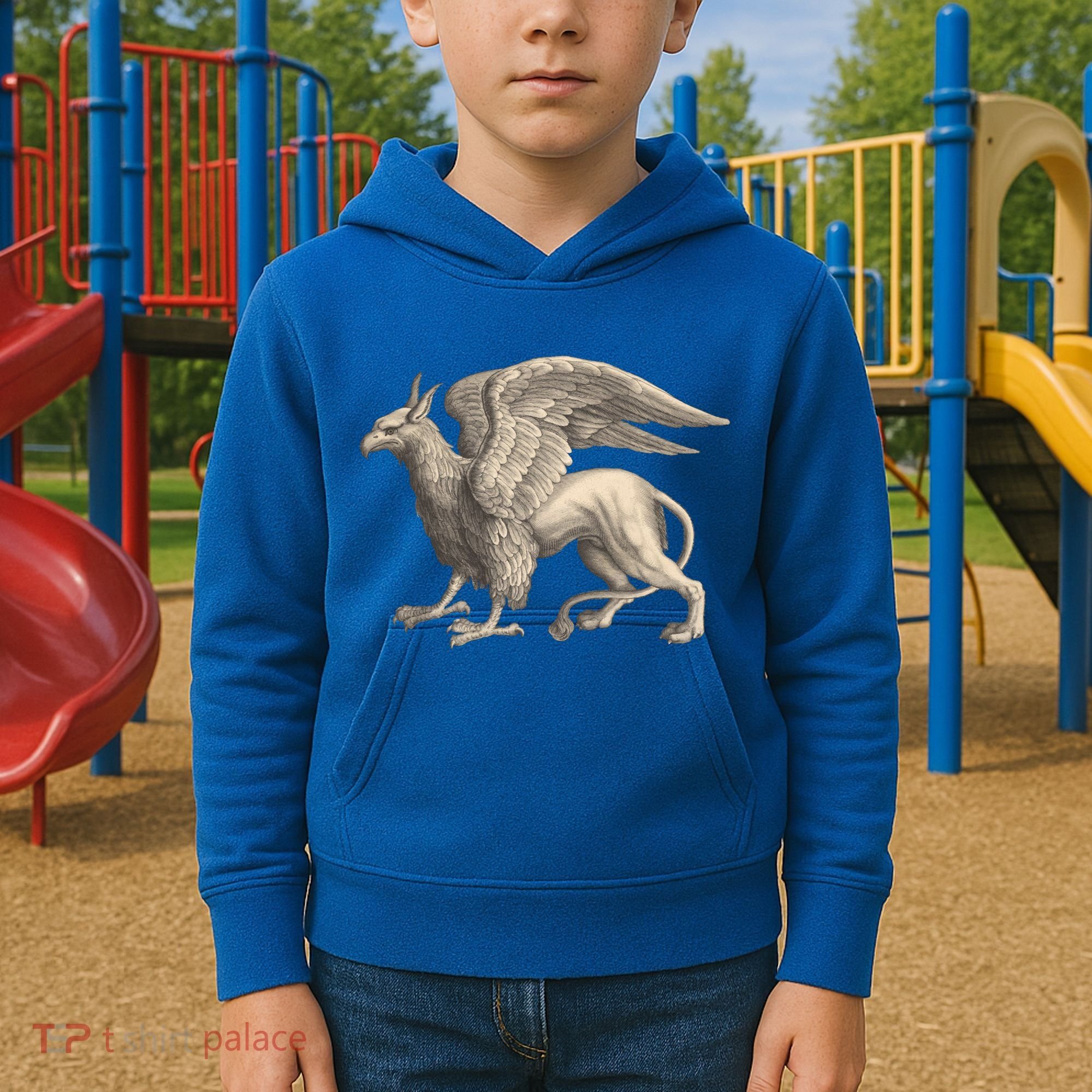 Griffin Gift Eagle Lion Medieval Bird Mythical Creature Gift Kids Hoodie