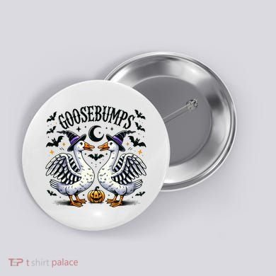 Goosebumps Geese Funny Halloween Witches Hat Button