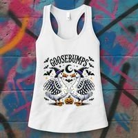 Goosebumps Geese Funny Halloween Witches Hat Women's Tank Top thumb 3
