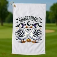 Goosebumps Geese Funny Halloween Witches Hat Golf Towel thumb 1