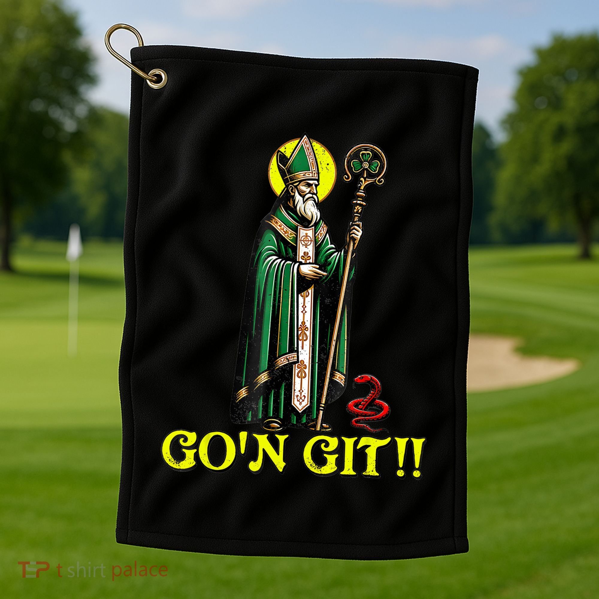 Gon Git Funny St Patricks Day Shamrock St Patty Party Irish Golf Towel