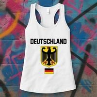 Germany German Football Soccer Ball Travel Retro Jersey Women's Tank Top thumb 3