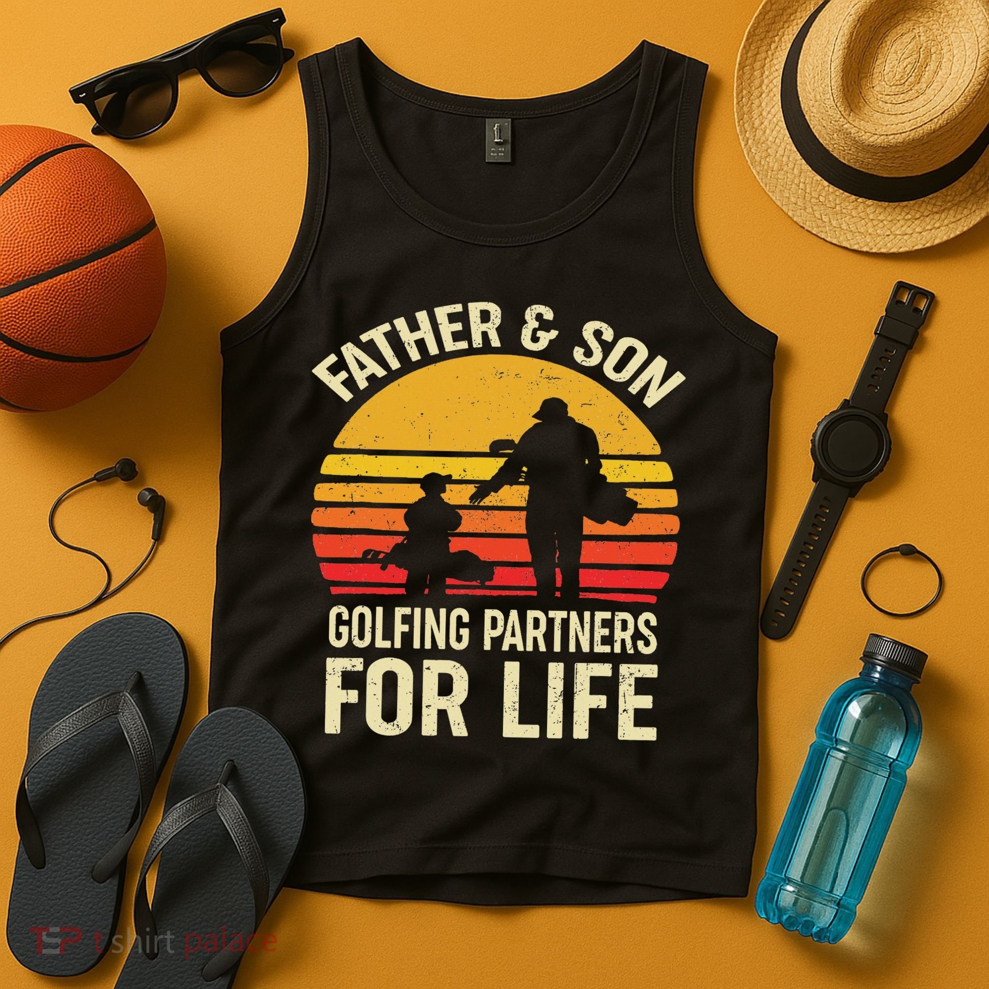 Golf Golfing Father Son Matching Dad Tank Top