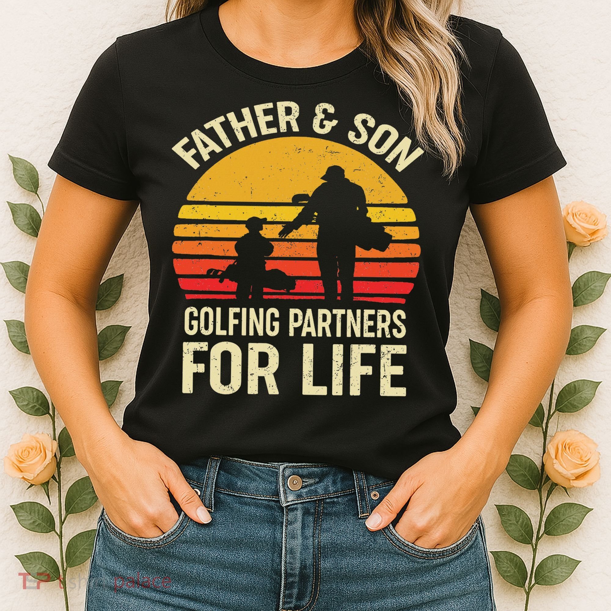 Golf Golfing Father Son Matching Dad Women's T-Shirt