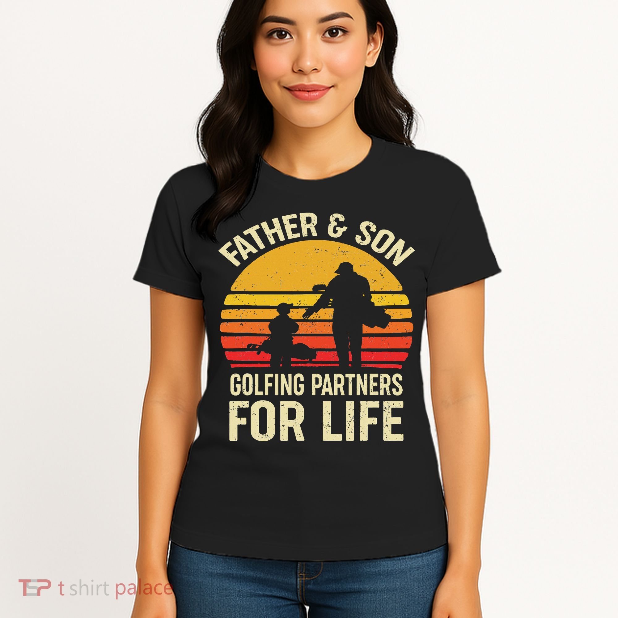 Golf Golfing Father Son Matching Dad Women's T-Shirt