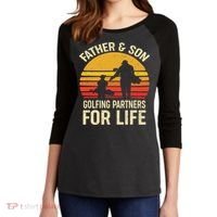Golf Golfing Father Son Matching Dad Women's Tri-Blend 3/4-Sleeve Raglan Shirt thumb 2
