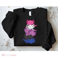 Genderfluid Gender Fluid Pride LGBTQ Axolotl Sweatshirt thumb 2