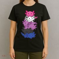 Genderfluid Gender Fluid Pride LGBTQ Axolotl T-Shirt thumb 4