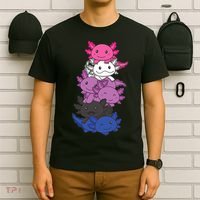 Genderfluid Gender Fluid Pride LGBTQ Axolotl T-Shirt thumb 6