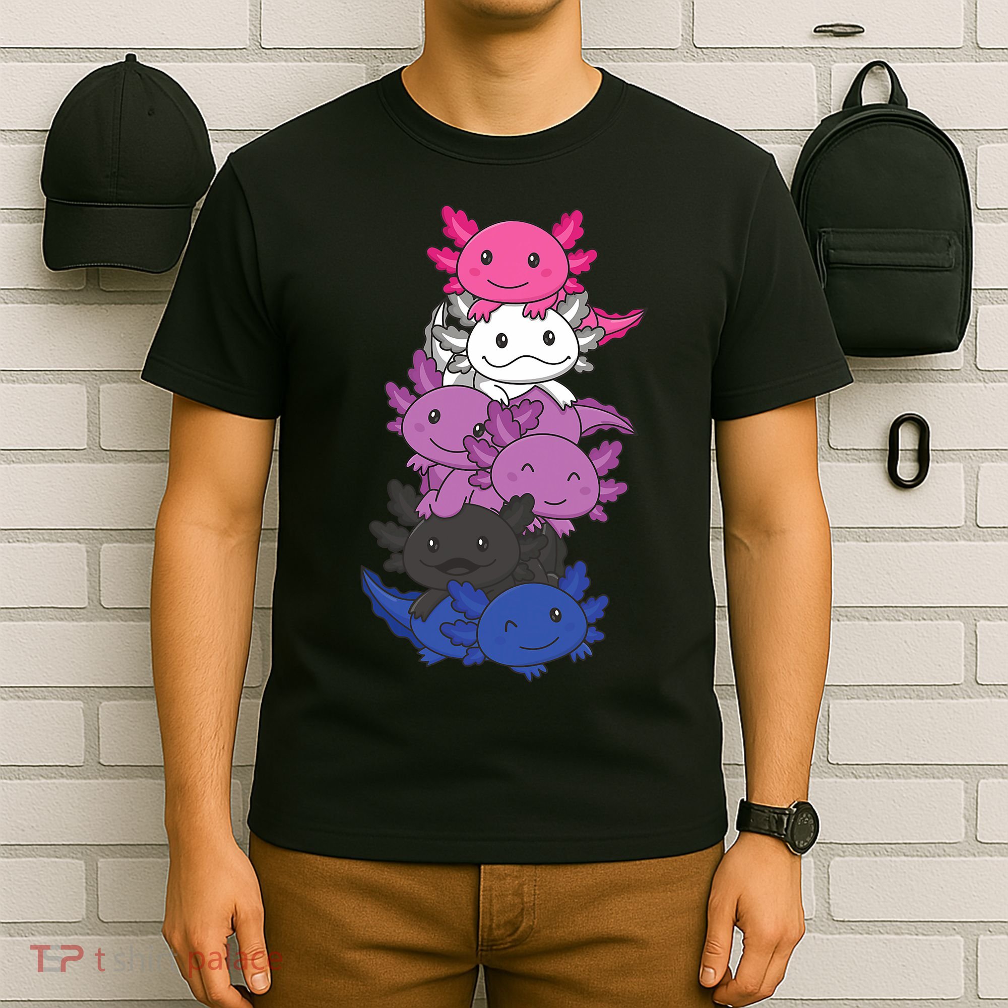 Genderfluid Gender Fluid Pride LGBTQ Axolotl T-Shirt