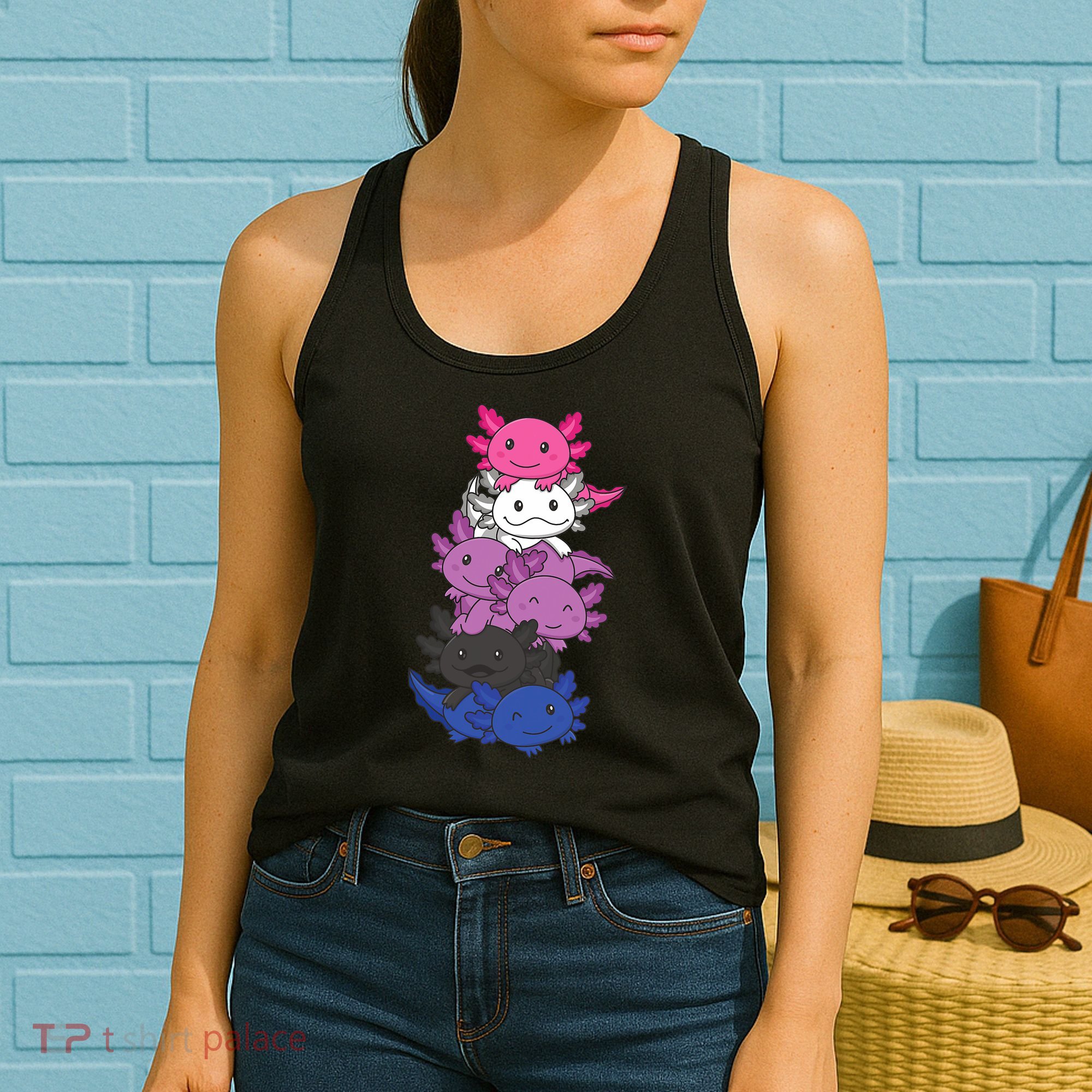 Genderfluid Gender Fluid Pride LGBTQ Axolotl Women's Tank Top
