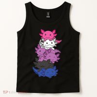 Genderfluid Gender Fluid Pride LGBTQ Axolotl Tank Top thumb 2