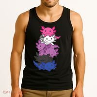 Genderfluid Gender Fluid Pride LGBTQ Axolotl Tank Top thumb 3