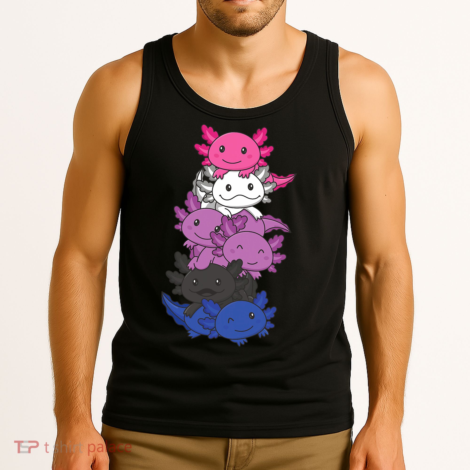 Genderfluid Gender Fluid Pride LGBTQ Axolotl Tank Top