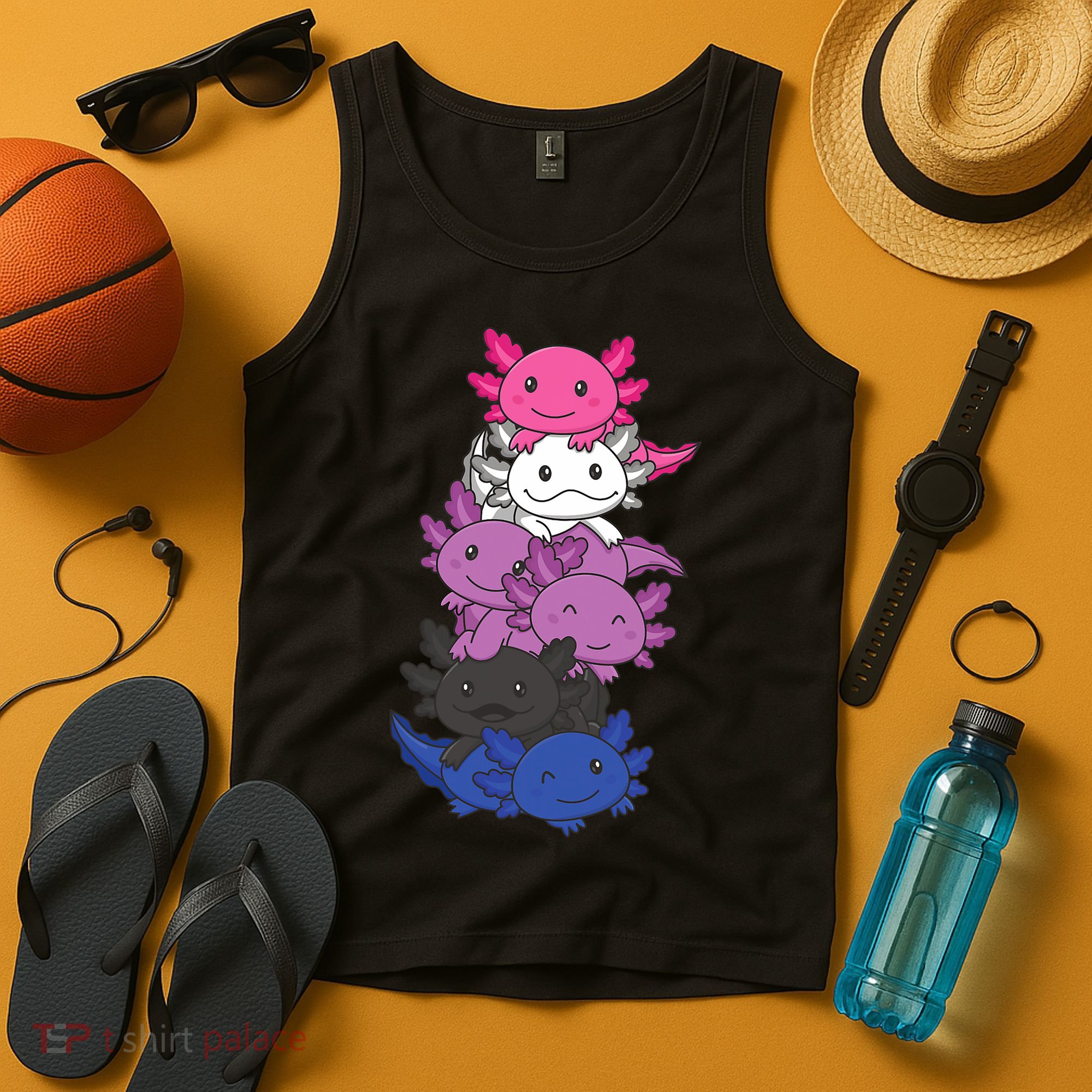 Genderfluid Gender Fluid Pride LGBTQ Axolotl Tank Top
