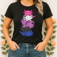 Genderfluid Gender Fluid Pride LGBTQ Axolotl Women's T-Shirt thumb 2
