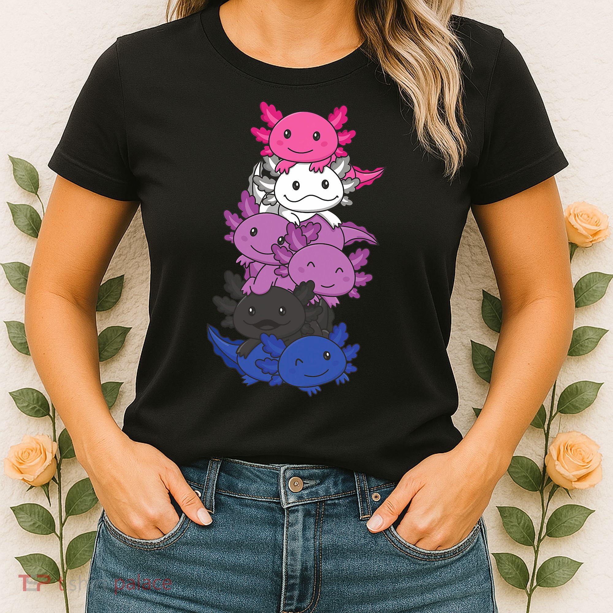 Genderfluid Gender Fluid Pride LGBTQ Axolotl Women's T-Shirt