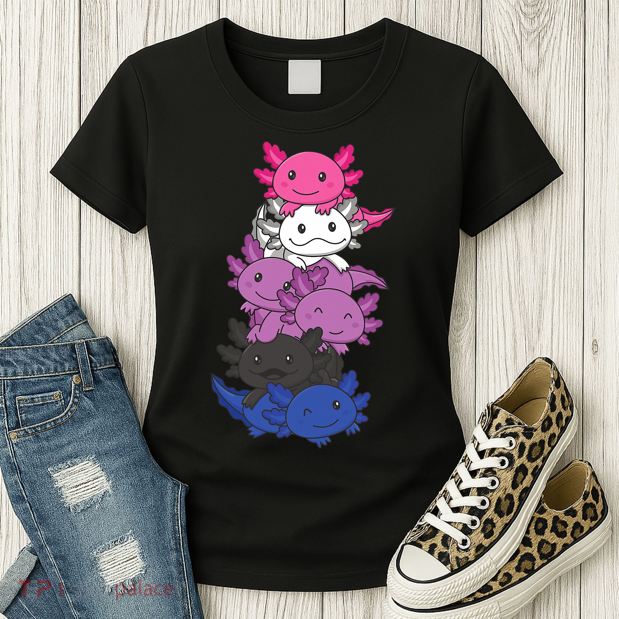 Genderfluid Gender Fluid Pride LGBTQ Axolotl Women's T-Shirt