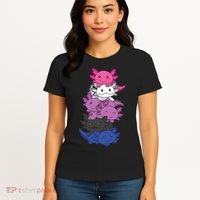 Genderfluid Gender Fluid Pride LGBTQ Axolotl Women's T-Shirt thumb 4