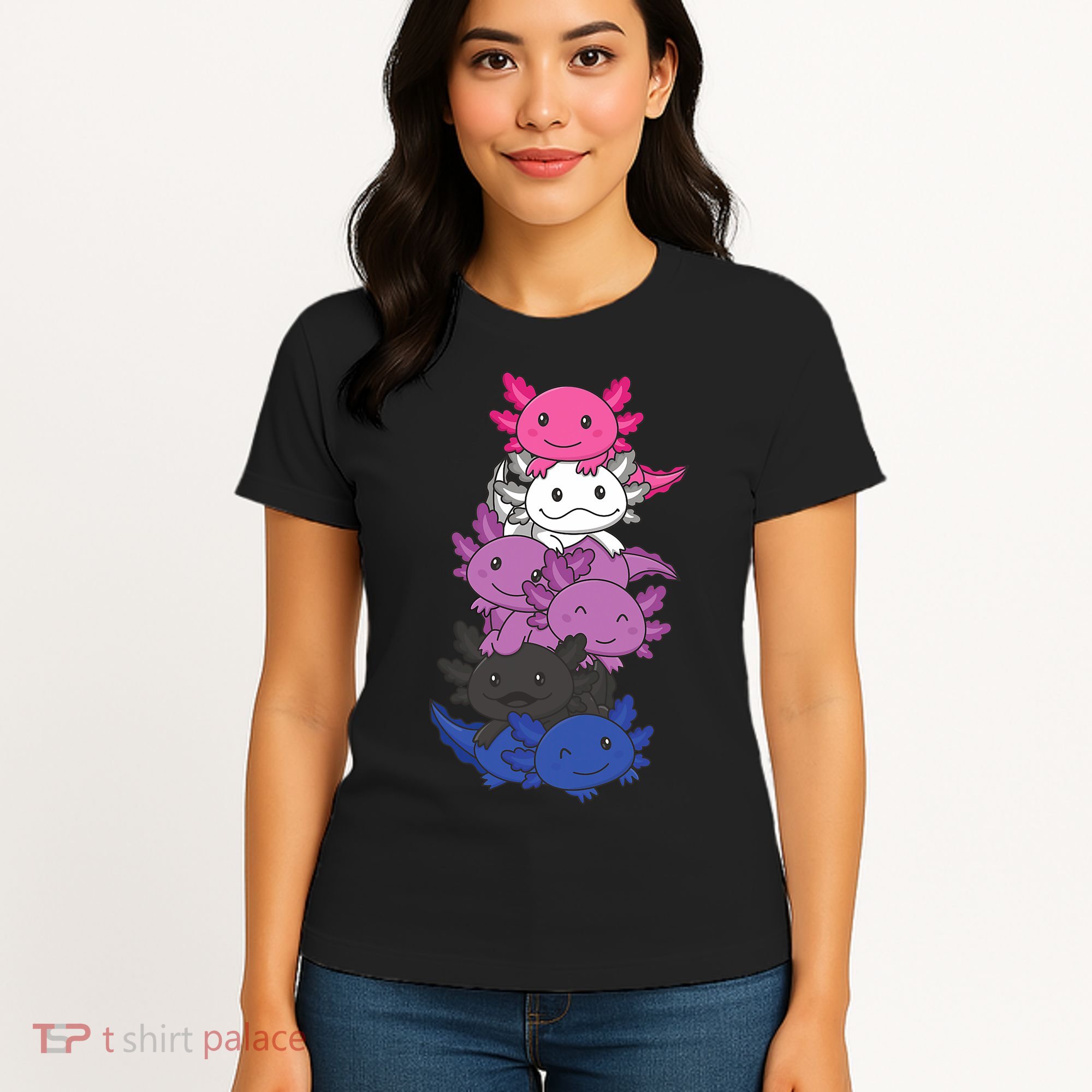 Genderfluid Gender Fluid Pride LGBTQ Axolotl Women's T-Shirt