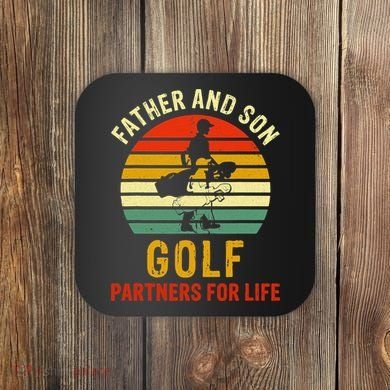 Golf Golfing Father Son Matching Dad Coaster