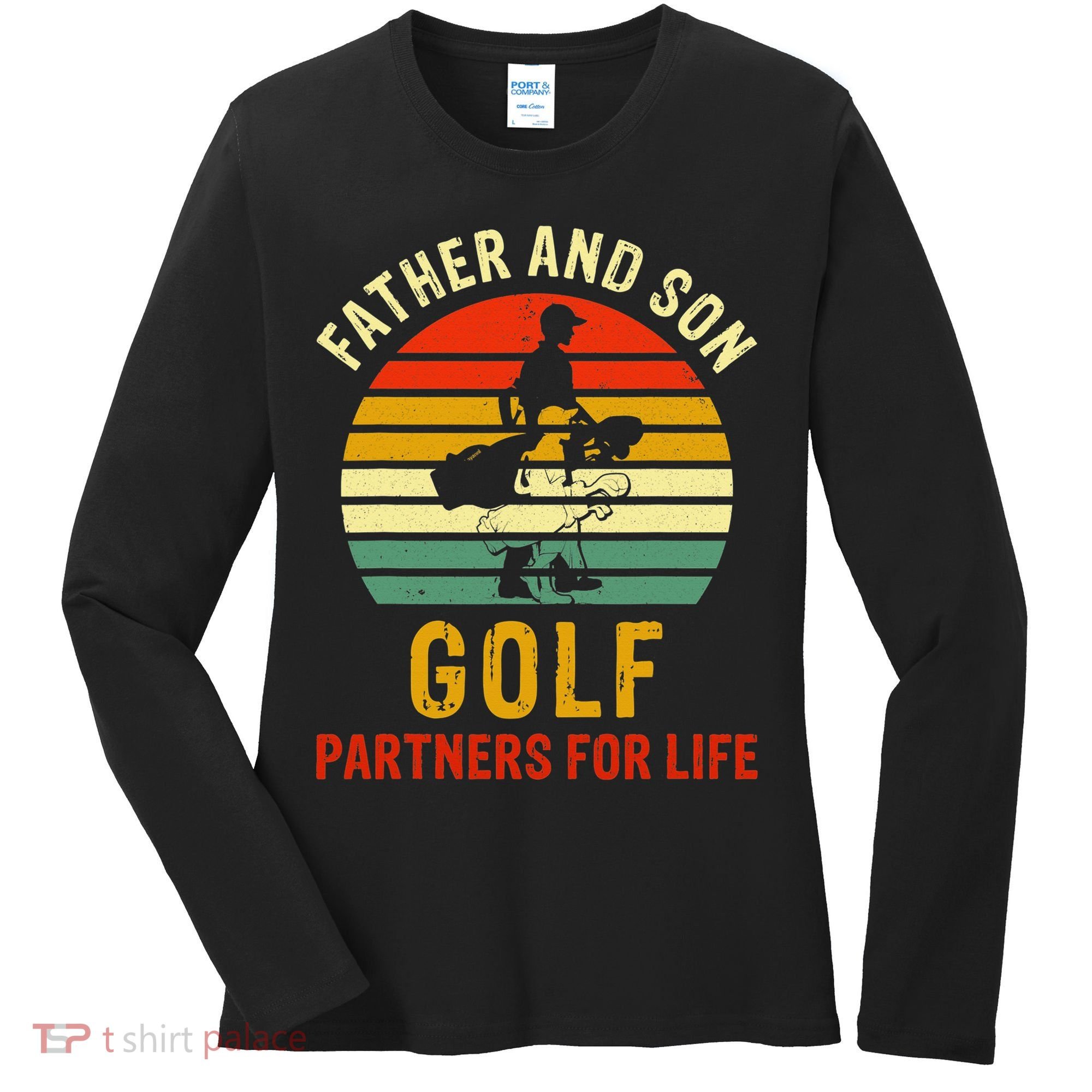 Golf Golfing Father Son Matching Dad Women's Long Sleeve Shirt