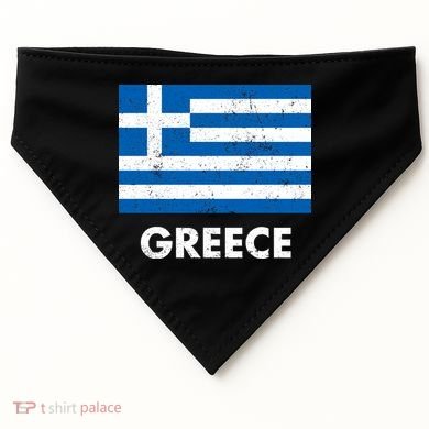 Greek Greece Flag Cool Gift USA-Made Doggie Bandana