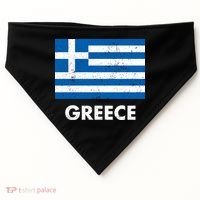 Greek Greece Flag Cool Gift USA-Made Doggie Bandana thumb 0