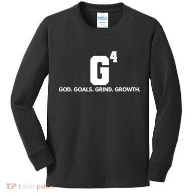 God Goals Grind Growth Kids Long Sleeve Shirt