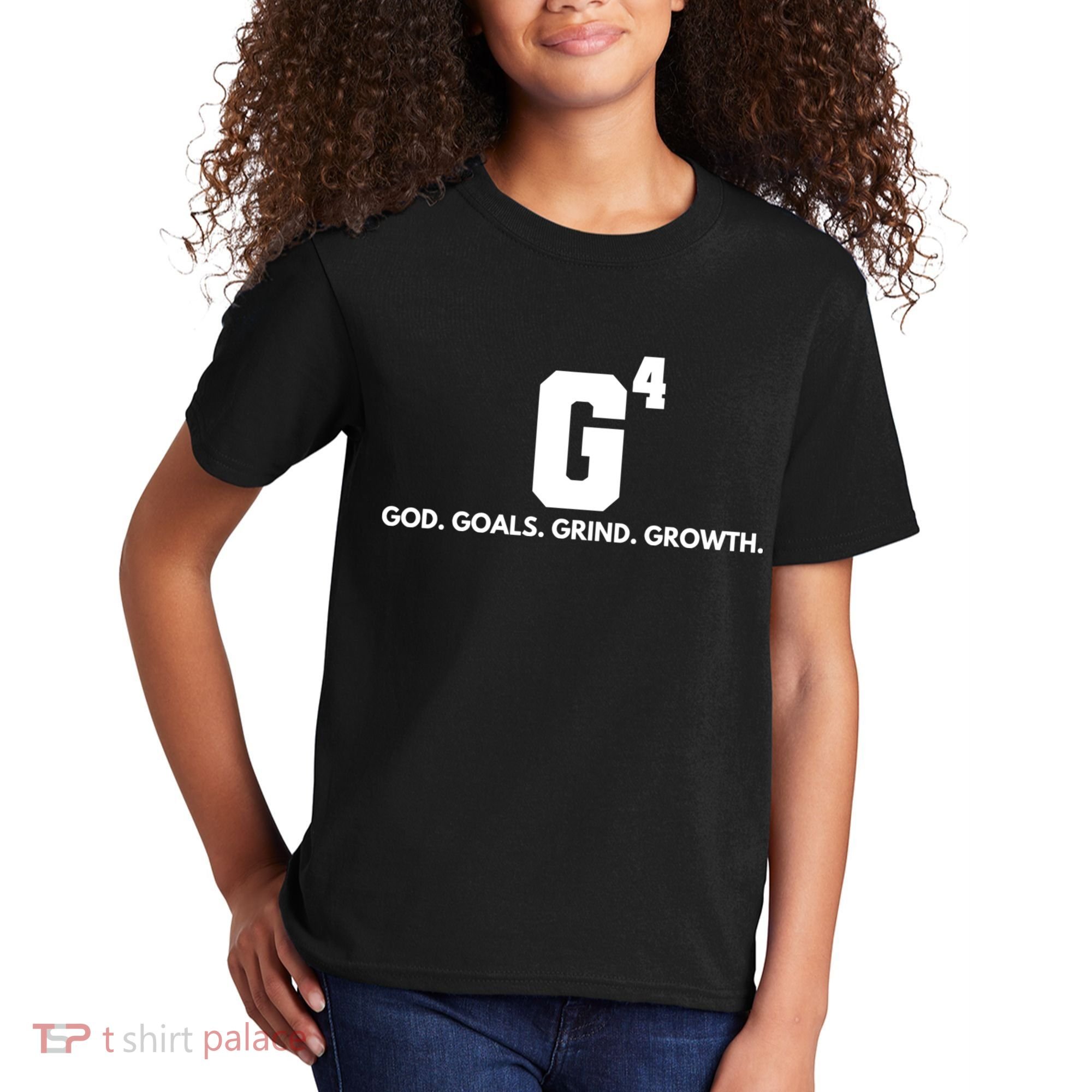 God Goals Grind Growth Kids T-Shirt